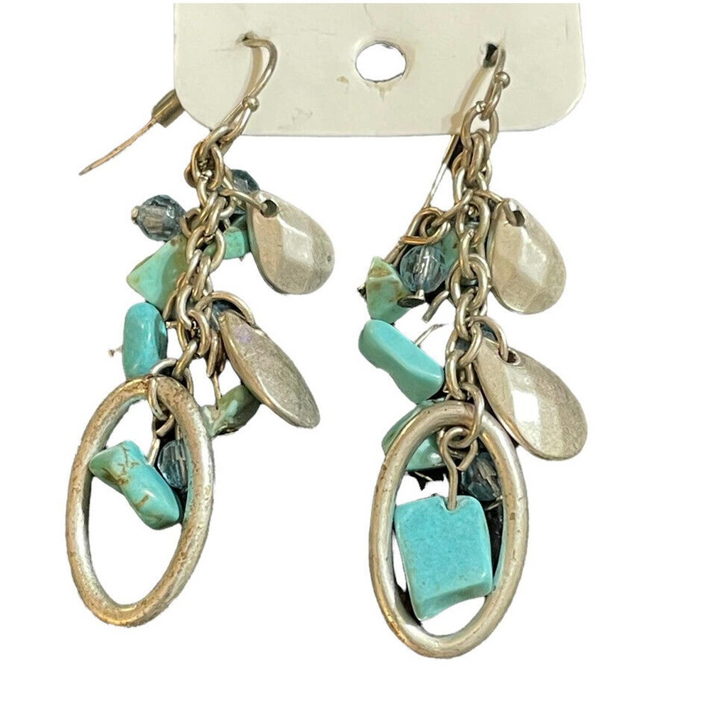 Premier Designs Estate COASTAL BREEZE Pierced Dangle Faux Turquoise Earring